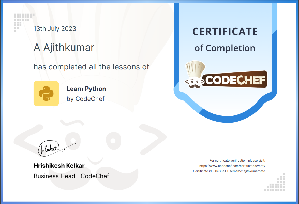 Learn Python Certificate